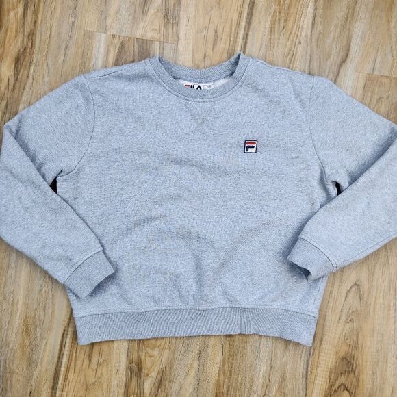 🩵Fila Michele Gray Heather Crew Neck Fleece Sweatshirt Large - Picture 2 of 10